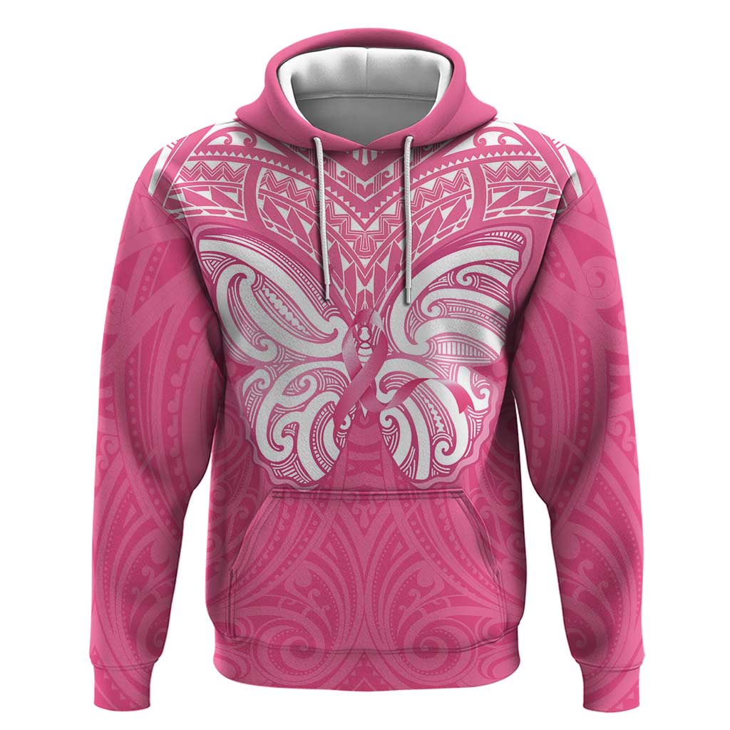 New Zealand Breast Cancer Awareness Zip Hoodie Maori Butterfly Pink Ribbon LT14 Pullover Hoodie Pink - Polynesian Pride