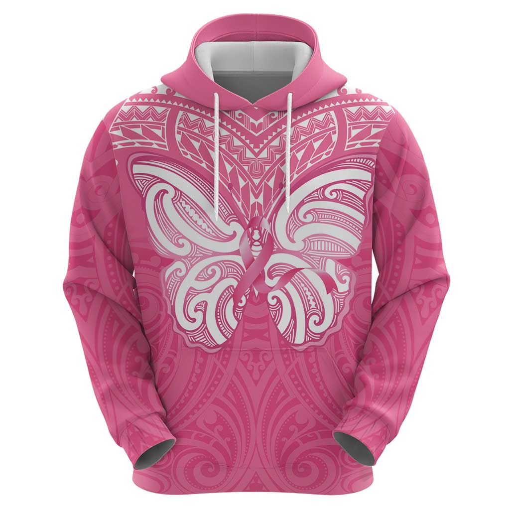 New Zealand Breast Cancer Awareness Zip Hoodie Maori Butterfly Pink Ribbon LT14 - Polynesian Pride