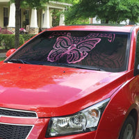 New Zealand Breast Cancer Awareness Auto Sun Shade Maori Butterfly Pink Ribbon Black Version LT14 - Polynesian Pride