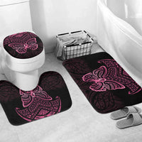 New Zealand Breast Cancer Awareness Bathroom Set Maori Butterfly Pink Ribbon Black Version LT14 Mat Set Only (3 pcs) One Size Black - Polynesian Pride