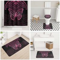 New Zealand Breast Cancer Awareness Bathroom Set Maori Butterfly Pink Ribbon Black Version LT14 - Polynesian Pride
