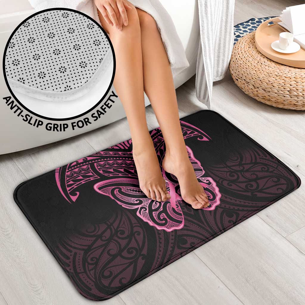 New Zealand Breast Cancer Awareness Bathroom Set Maori Butterfly Pink Ribbon Black Version LT14 - Polynesian Pride