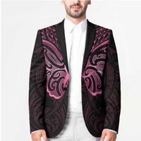 New Zealand Breast Cancer Awareness Blazer Maori Butterfly Pink Ribbon Black Version LT14 - Polynesian Pride