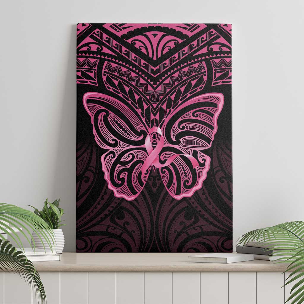 New Zealand Breast Cancer Awareness Canvas Wall Art Maori Butterfly Pink Ribbon Black Version LT14 - Polynesian Pride