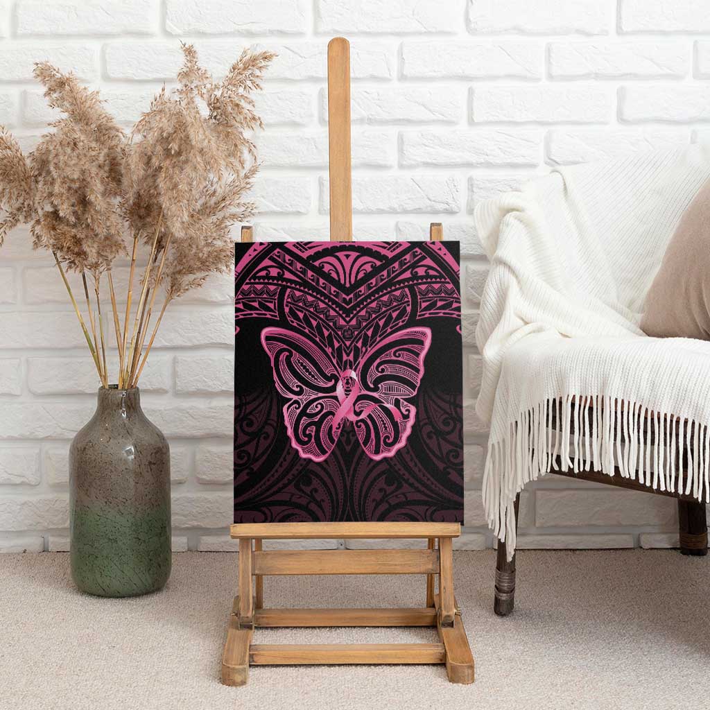 New Zealand Breast Cancer Awareness Canvas Wall Art Maori Butterfly Pink Ribbon Black Version LT14 - Polynesian Pride