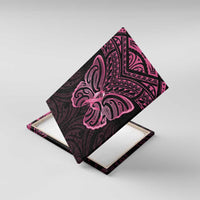 New Zealand Breast Cancer Awareness Canvas Wall Art Maori Butterfly Pink Ribbon Black Version LT14 With Frame Black - Polynesian Pride