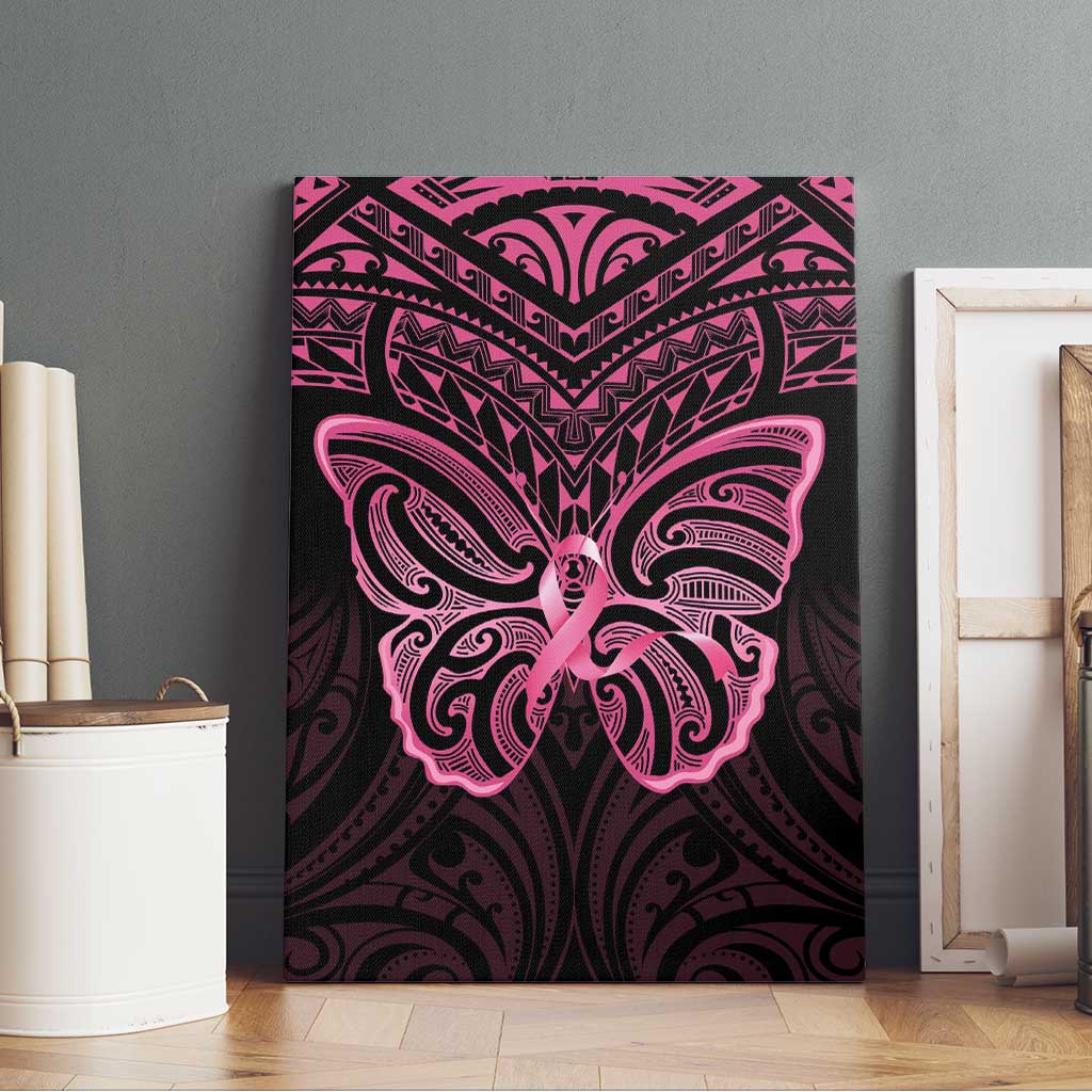 New Zealand Breast Cancer Awareness Canvas Wall Art Maori Butterfly Pink Ribbon Black Version LT14 - Polynesian Pride