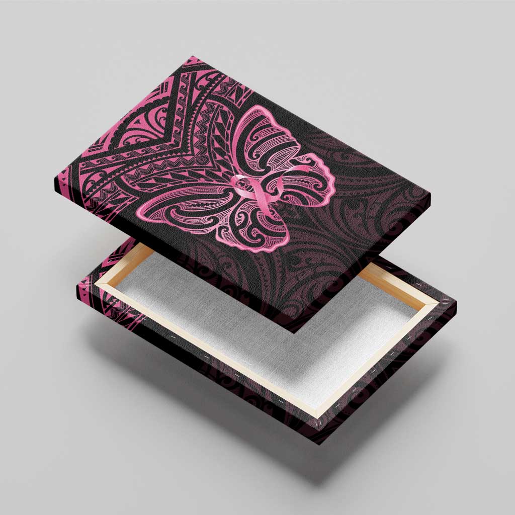 New Zealand Breast Cancer Awareness Canvas Wall Art Maori Butterfly Pink Ribbon Black Version LT14 - Polynesian Pride