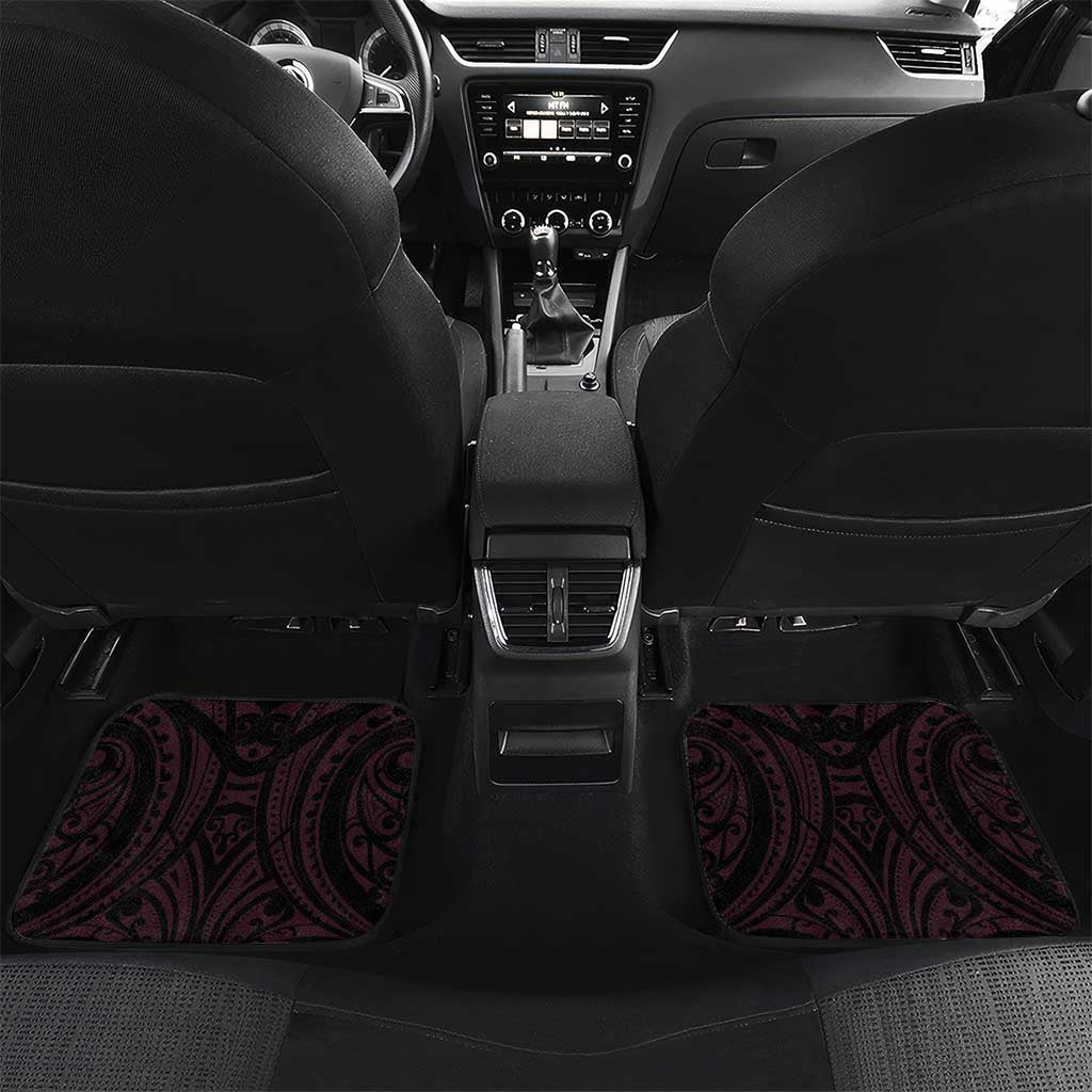New Zealand Breast Cancer Awareness Car Mats Maori Butterfly Pink Ribbon Black Version LT14 Set 2pcs - Back Black - Polynesian Pride
