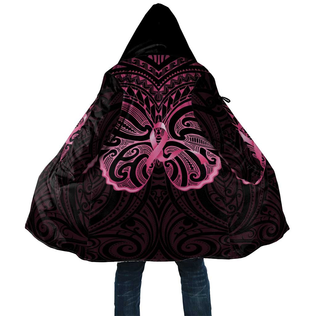 New Zealand Breast Cancer Awareness Cloak Maori Butterfly Pink Ribbon Black Version LT14 Unisex Black - Polynesian Pride