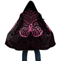 New Zealand Breast Cancer Awareness Cloak Maori Butterfly Pink Ribbon Black Version LT14 Unisex Black - Polynesian Pride