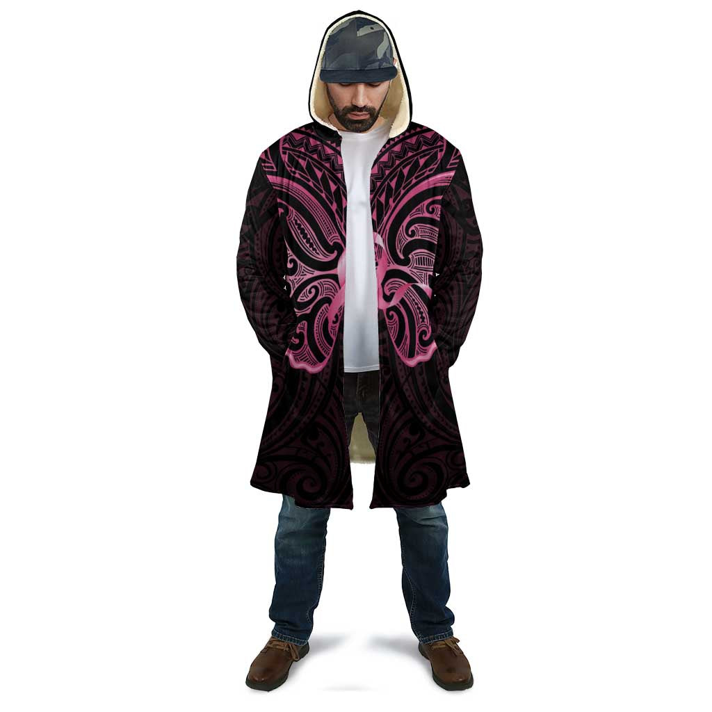 New Zealand Breast Cancer Awareness Cloak Maori Butterfly Pink Ribbon Black Version LT14 - Polynesian Pride