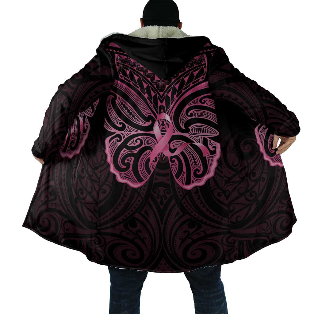 New Zealand Breast Cancer Awareness Cloak Maori Butterfly Pink Ribbon Black Version LT14 - Polynesian Pride