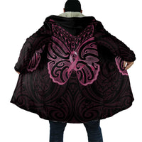 New Zealand Breast Cancer Awareness Cloak Maori Butterfly Pink Ribbon Black Version LT14 - Polynesian Pride