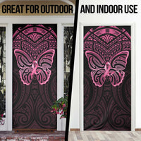 New Zealand Breast Cancer Awareness Door Cover Maori Butterfly Pink Ribbon Black Version LT14 - Polynesian Pride