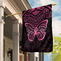 New Zealand Breast Cancer Awareness Garden Flag Maori Butterfly Pink Ribbon Black Version LT14 House Flag Black - Polynesian Pride