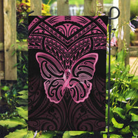 New Zealand Breast Cancer Awareness Garden Flag Maori Butterfly Pink Ribbon Black Version LT14 Garden Flag Black - Polynesian Pride