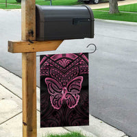 New Zealand Breast Cancer Awareness Garden Flag Maori Butterfly Pink Ribbon Black Version LT14 - Polynesian Pride