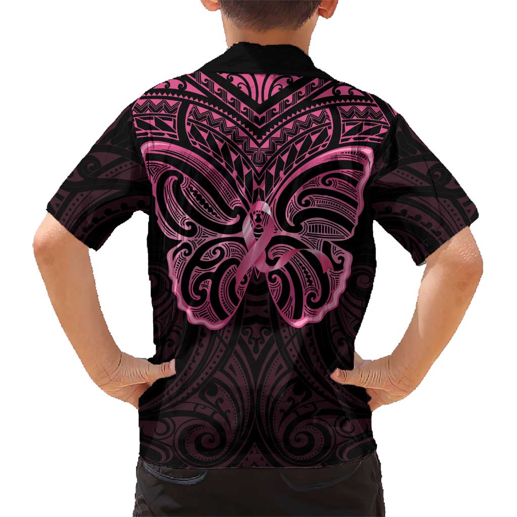 New Zealand Breast Cancer Awareness Hawaiian Shirt Maori Butterfly Pink Ribbon Black Version LT14 - Polynesian Pride