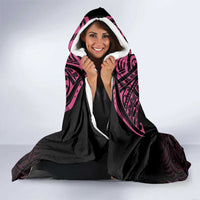 New Zealand Breast Cancer Awareness Hooded Blanket Maori Butterfly Pink Ribbon Black Version LT14 - Polynesian Pride
