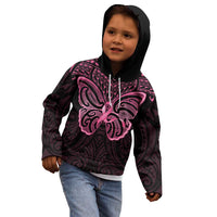 New Zealand Breast Cancer Awareness Kid Hoodie Maori Butterfly Pink Ribbon Black Version LT14 - Polynesian Pride
