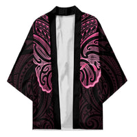 New Zealand Breast Cancer Awareness Kimono Maori Butterfly Pink Ribbon Black Version LT14 Unisex Black - Polynesian Pride
