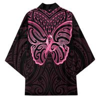 New Zealand Breast Cancer Awareness Kimono Maori Butterfly Pink Ribbon Black Version LT14 - Polynesian Pride