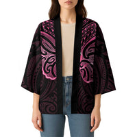 New Zealand Breast Cancer Awareness Kimono Maori Butterfly Pink Ribbon Black Version LT14 - Polynesian Pride