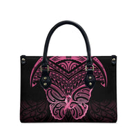 New Zealand Breast Cancer Awareness Leather Bag Maori Butterfly Pink Ribbon Black Version LT14 - Polynesian Pride
