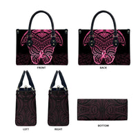 New Zealand Breast Cancer Awareness Leather Bag Maori Butterfly Pink Ribbon Black Version LT14 - Polynesian Pride