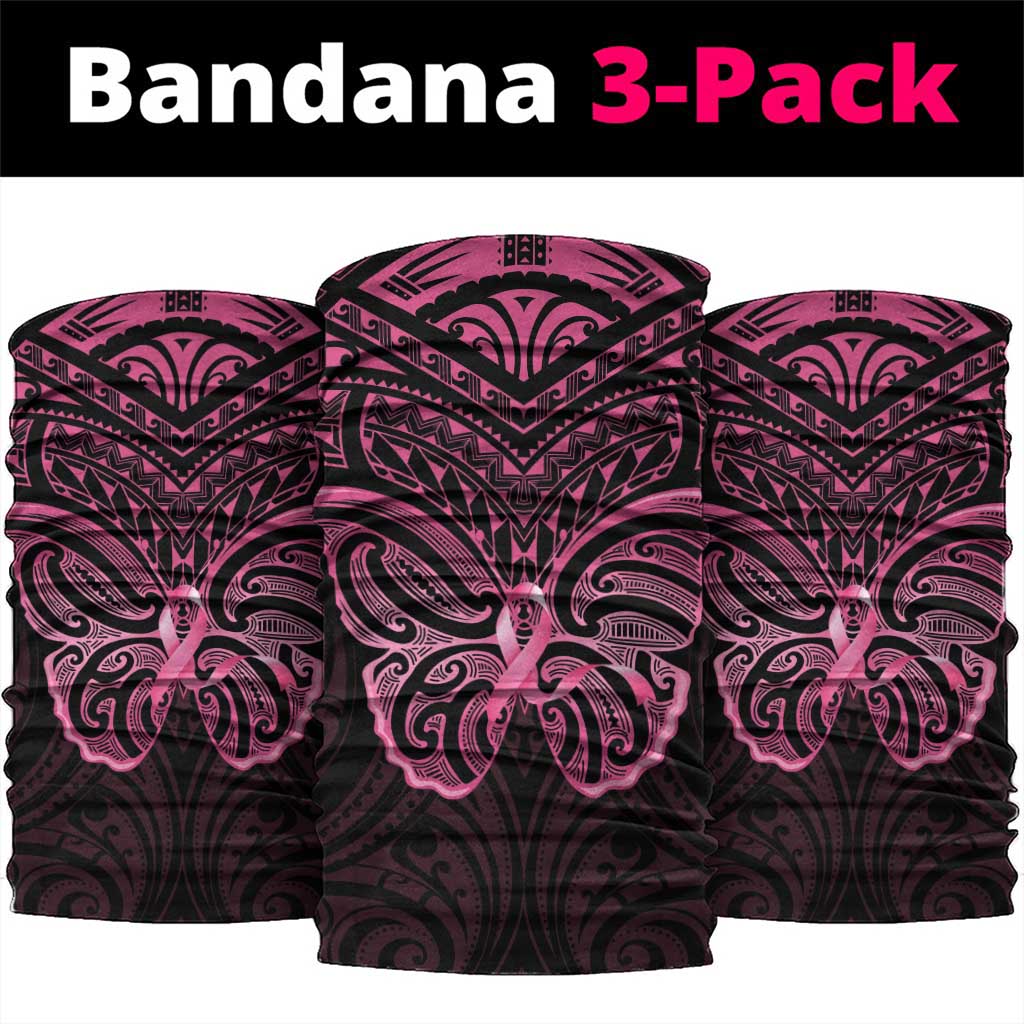 New Zealand Breast Cancer Awareness Neck Gaiter Maori Butterfly Pink Ribbon Black Version LT14 package One Size: 25*50cm Black - Polynesian Pride