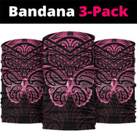 New Zealand Breast Cancer Awareness Neck Gaiter Maori Butterfly Pink Ribbon Black Version LT14 package One Size: 25*50cm Black - Polynesian Pride