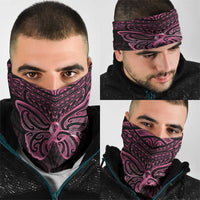 New Zealand Breast Cancer Awareness Neck Gaiter Maori Butterfly Pink Ribbon Black Version LT14 - Polynesian Pride