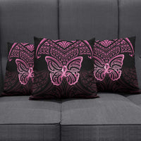 New Zealand Breast Cancer Awareness Pillow Cover Maori Butterfly Pink Ribbon Black Version LT14 - Polynesian Pride
