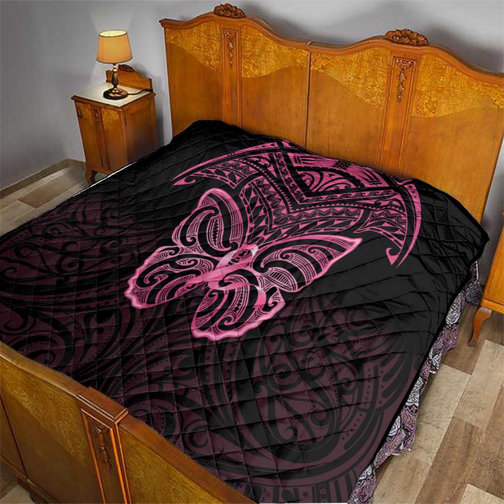 New Zealand Breast Cancer Awareness Quilt Maori Butterfly Pink Ribbon Black Version LT14 - Polynesian Pride