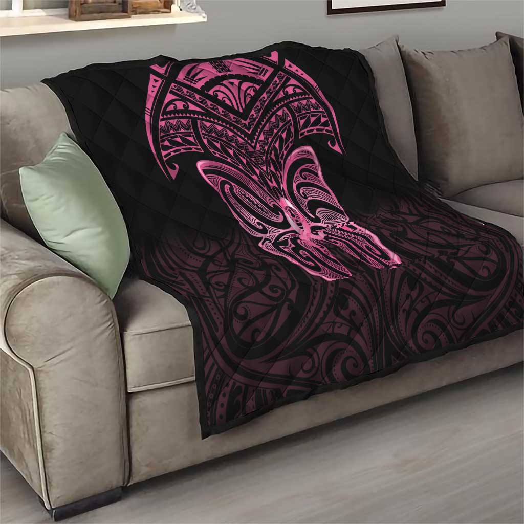 New Zealand Breast Cancer Awareness Quilt Maori Butterfly Pink Ribbon Black Version LT14 - Polynesian Pride