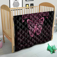 New Zealand Breast Cancer Awareness Quilt Maori Butterfly Pink Ribbon Black Version LT14 - Polynesian Pride
