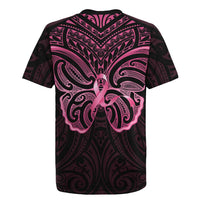 New Zealand Breast Cancer Awareness Rugby Jersey Maori Butterfly Pink Ribbon Black Version LT14 - Polynesian Pride