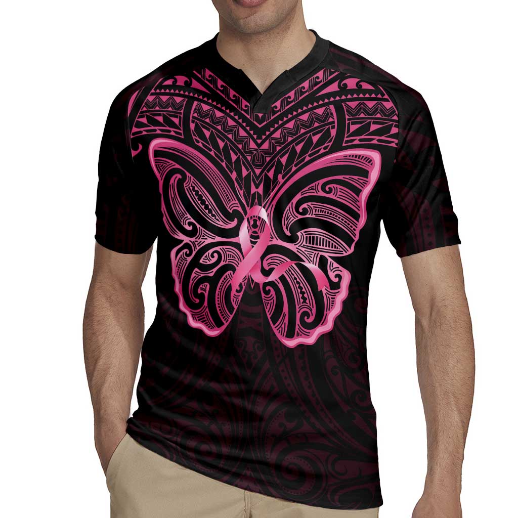New Zealand Breast Cancer Awareness Rugby Jersey Maori Butterfly Pink Ribbon Black Version LT14 - Polynesian Pride