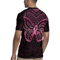 New Zealand Breast Cancer Awareness Rugby Jersey Maori Butterfly Pink Ribbon Black Version LT14 - Polynesian Pride