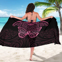 New Zealand Breast Cancer Awareness Sarong Maori Butterfly Pink Ribbon Black Version LT14 - Polynesian Pride