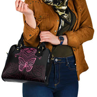 New Zealand Breast Cancer Awareness Shoulder Handbag Maori Butterfly Pink Ribbon Black Version LT14 - Polynesian Pride