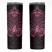New Zealand Breast Cancer Awareness Skinny Tumbler Maori Butterfly Pink Ribbon Black Version LT14 Black - Polynesian Pride