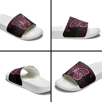 New Zealand Breast Cancer Awareness Slide Sandals Maori Butterfly Pink Ribbon Black Version LT14 - Polynesian Pride