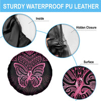 New Zealand Breast Cancer Awareness Spare Tire Cover Maori Butterfly Pink Ribbon Black Version LT14 - Polynesian Pride