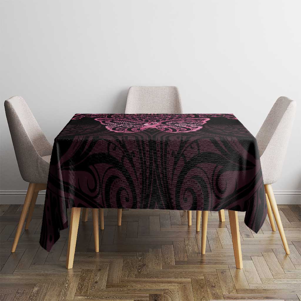 New Zealand Breast Cancer Awareness Tablecloth Maori Butterfly Pink Ribbon Black Version LT14 - Polynesian Pride