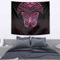 New Zealand Breast Cancer Awareness Tapestry Maori Butterfly Pink Ribbon Black Version LT14 - Polynesian Pride
