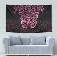New Zealand Breast Cancer Awareness Tapestry Maori Butterfly Pink Ribbon Black Version LT14 - Polynesian Pride