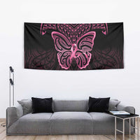 New Zealand Breast Cancer Awareness Tapestry Maori Butterfly Pink Ribbon Black Version LT14 - Polynesian Pride