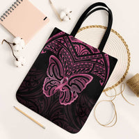 New Zealand Breast Cancer Awareness Tote Bag Maori Butterfly Pink Ribbon Black Version LT14 Black Strap One Size Black - Polynesian Pride